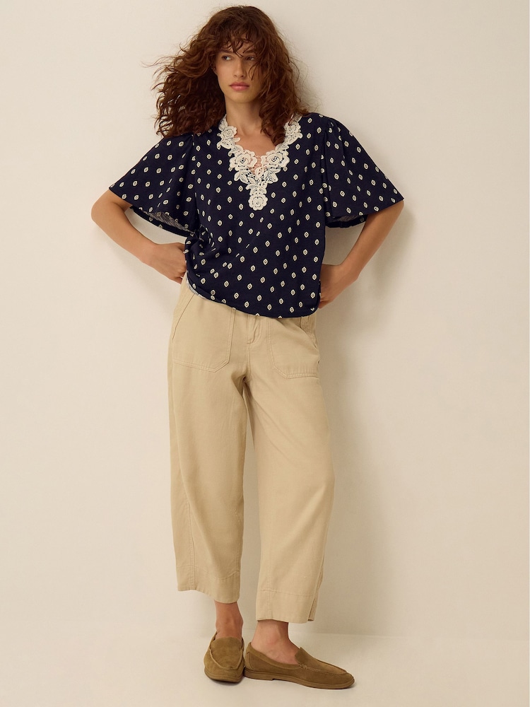 Monsoon Blue Janey Printed Jersey Top - Image 5 of 5