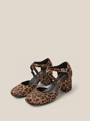 Monsoon Natural Gia Leopard Print Mary Jane Heels - Image 1 of 3