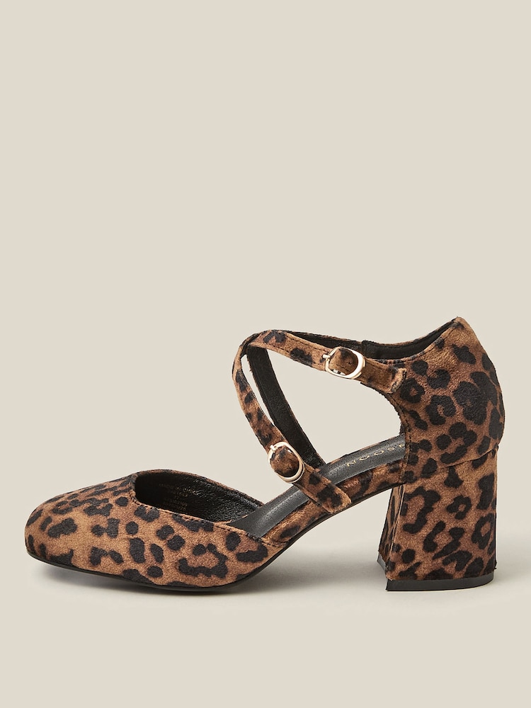 Monsoon Natural Gia Leopard Print Mary Jane Heels - Image 2 of 3 Monsoon Natural Gia Leopard Print Mary Jane Heels - Image 2 of 3