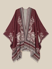 Monsoon Red Crissy Jacquard Poncho - Image 1 of 1