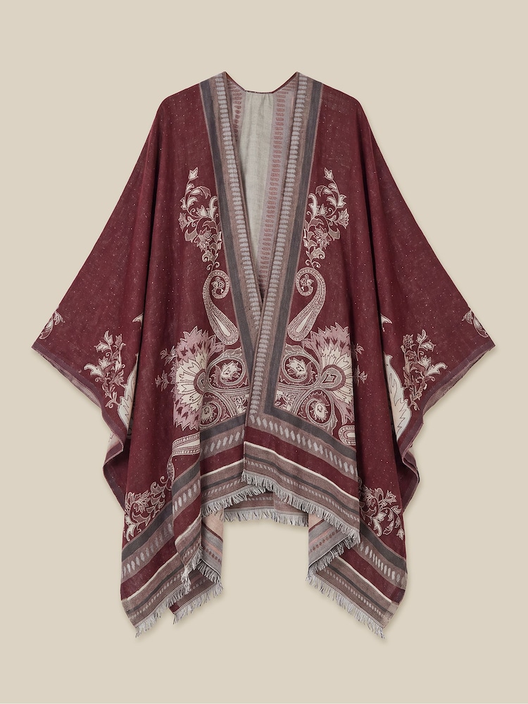 Monsoon Red Crissy Jacquard Poncho - Image 1 of 1