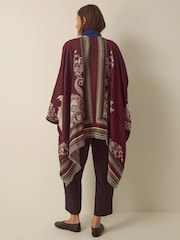Monsoon Red Crissy Jacquard Poncho - Image 2 of 5