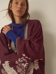Monsoon Red Crissy Jacquard Poncho - Image 3 of 5