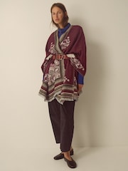 Monsoon Red Crissy Jacquard Poncho - Image 4 of 5