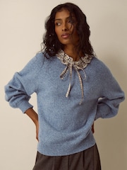Monsoon Corie Check Ruffle Collar Jumper - Bild 1 von 5