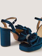 Monsoon Blue Roxi Bow Velvet Platform Heels - Image 2 of 3