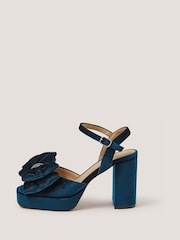 Monsoon Blue Roxi Bow Velvet Platform Heels - Image 3 of 3