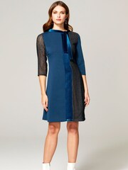 HotSquash Blue Princess Seam Dress With Velvet - Image 1 of 5