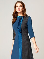 HotSquash Blue Princess Seam Dress With Velvet - Image 3 of 5