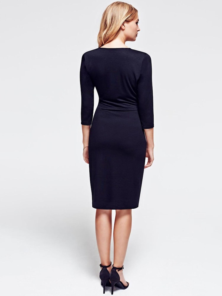 HotSquash Black Ascot Mock Wrap Dress - Image 4 of 6
