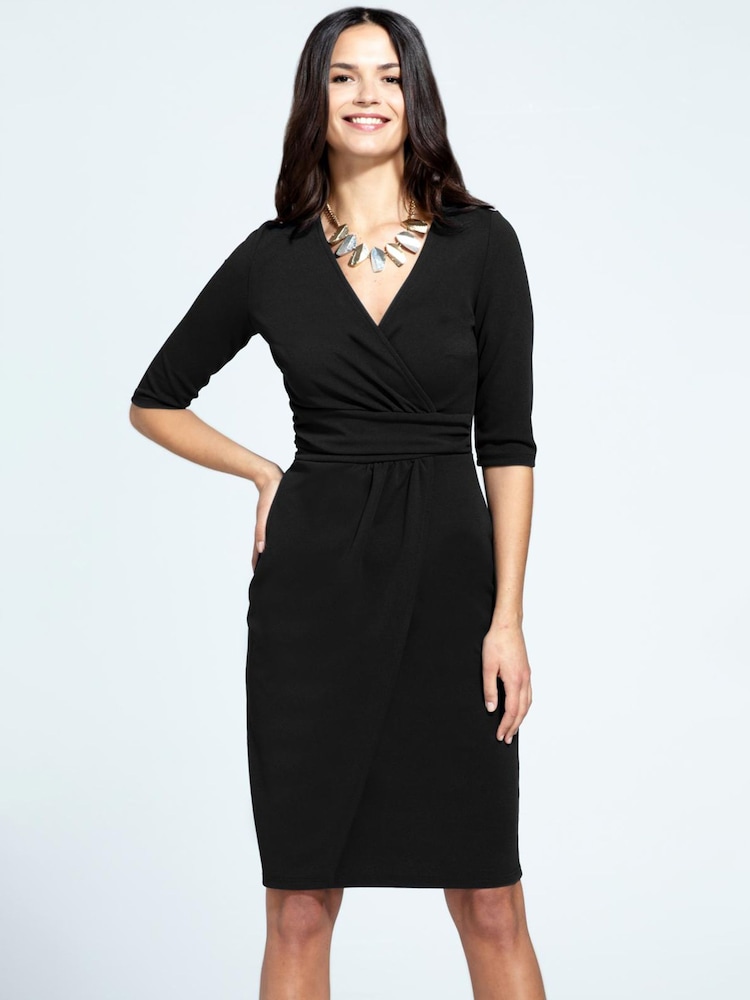 HotSquash Black Ascot Mock Wrap Dress - Image 5 of 6