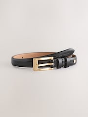 Black/Gold Premium Made In Italy Leather Skinny Belt - Image 6 of 8