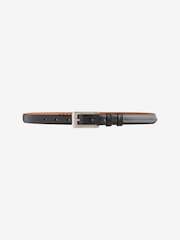 Black/Silver Premium Made In Italy Leather Skinny Belt - Image 8 of 10