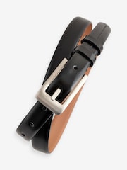 Black/Silver Premium Made In Italy Leather Skinny Belt - Image 9 of 10