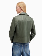 AllSaints Green Dalby Biker Jacket - Image 2 of 7
