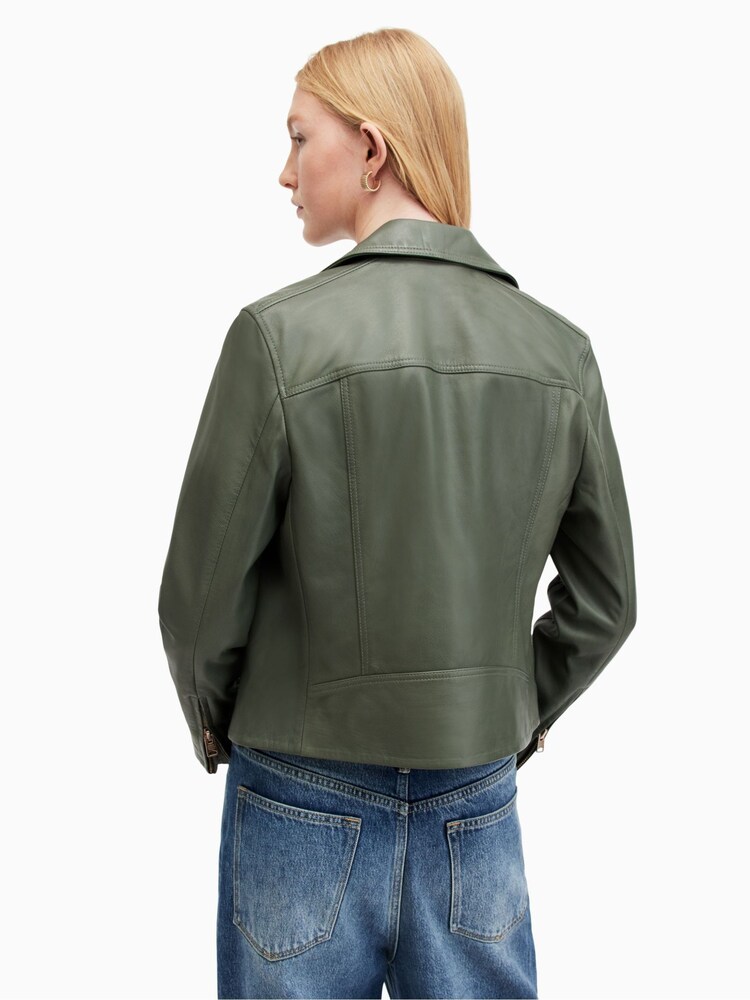 AllSaints Green Dalby Biker Jacket - Image 2 of 7 AllSaints Green Dalby Biker Jacket - Image 2 of 7
