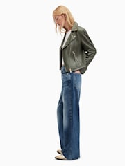 AllSaints Green Dalby Biker Jacket - Image 4 of 7