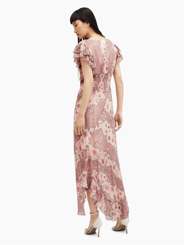 AllSaints Pink Brea Cascade Dress - Image 2 of 5