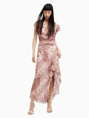 AllSaints Pink Brea Cascade Dress - Image 3 of 5