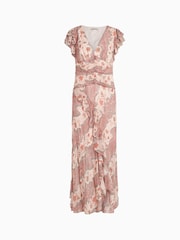 AllSaints Pink Brea Cascade Dress - Image 5 of 5