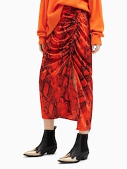AllSaints Orange Carla Tahoe Skirt - Image 1 of 6