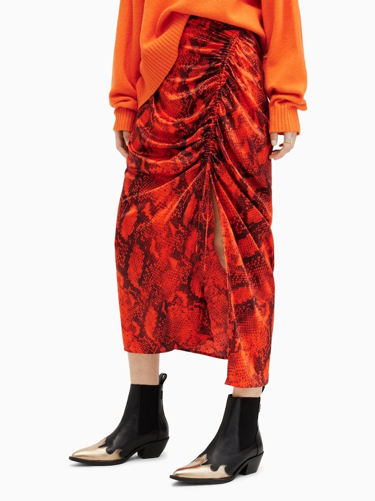 AllSaints Orange Carla Tahoe Skirt - Image 1 of 6
