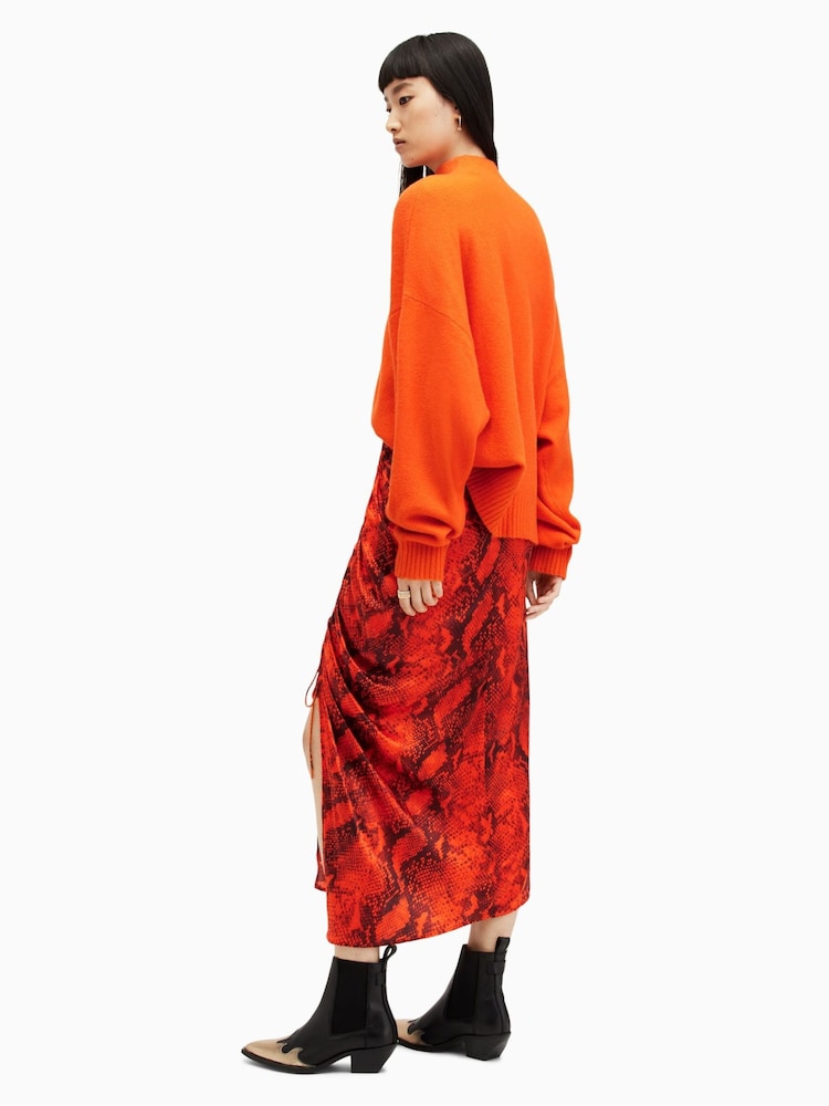 AllSaints Orange Carla Tahoe Skirt - Image 2 of 6
