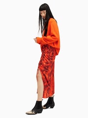 AllSaints Orange Carla Tahoe Skirt - Image 3 of 6