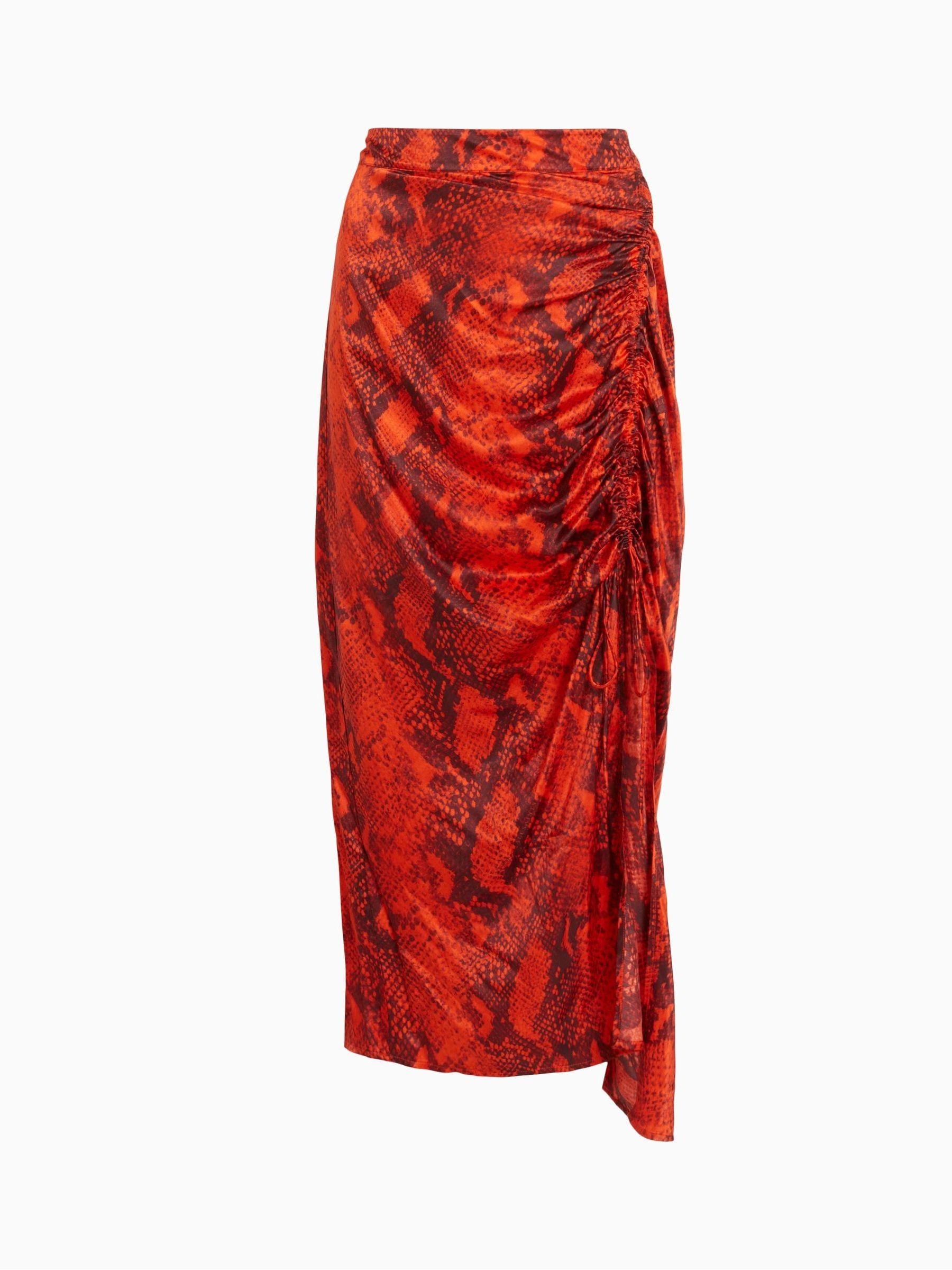 AllSaints Orange Carla Tahoe Skirt - Image 6 of 6