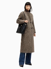 AllSaints Brown 100% Cotton Jacmes Check Coat - Image 5 of 7