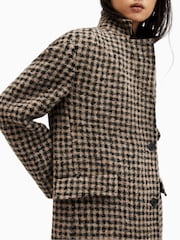 AllSaints Brown 100% Cotton Jacmes Check Coat - Image 6 of 7