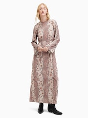 AllSaints Pink Susannah Cascade Dress - Image 1 of 9