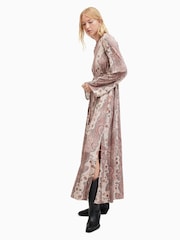 AllSaints Pink Susannah Cascade Dress - Image 2 of 9