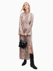 AllSaints Pink Susannah Cascade Dress - Image 3 of 9