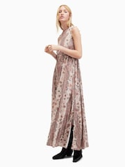 AllSaints Pink Susannah Cascade Dress - Image 5 of 9