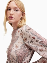 AllSaints Pink Susannah Cascade Dress - Image 6 of 9