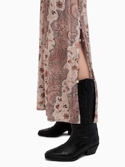 AllSaints Pink Susannah Cascade Dress - Image 8 of 9