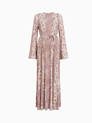 AllSaints Pink Susannah Cascade Dress - Image 9 of 9