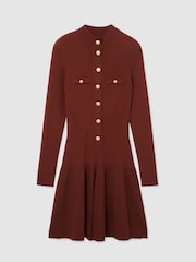 Pas - Reiss Erin Rib-Knit Half-Button Mini Dress - 9şəkildən 2 şəkil