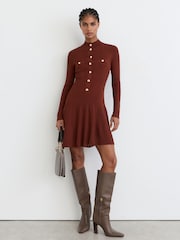 Pas - Reiss Erin Rib-Knit Half-Button Mini Dress - 9şəkildən 3 şəkil