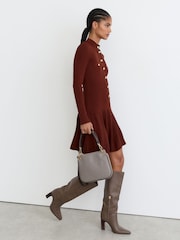 Pas - Reiss Erin Rib-Knit Half-Button Mini Dress - 9şəkildən 6 şəkil