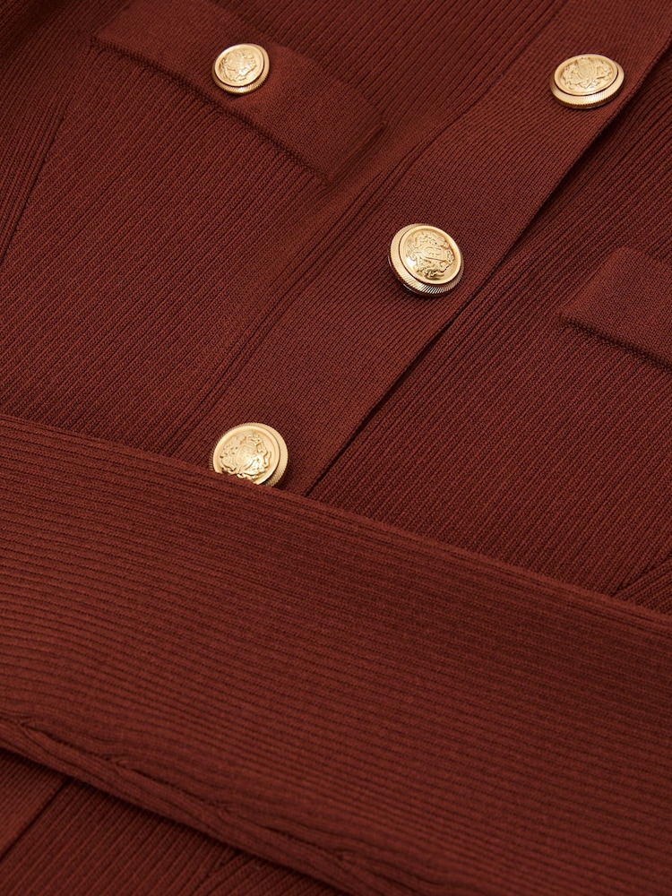 Pas - Reiss Erin Rib-Knit Half-Button Mini Dress - 9şəkildən 9 şəkil