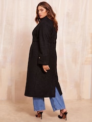 Friends Like These Black Curve Belted Wrap Coat - Image 4 of 4
