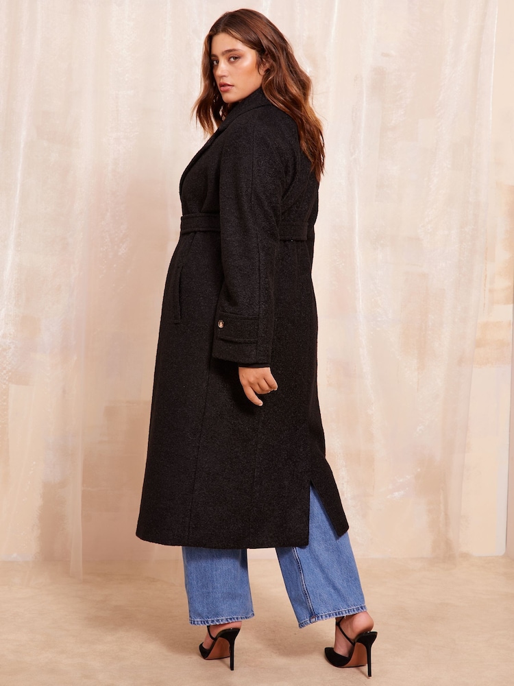 Friends Like These Black Curve Belted Wrap Coat - Image 4 of 4