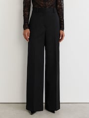 Reiss Black Dakota Wool-Blend Wide-Leg Tuxedo Trousers - Image 3 of 7