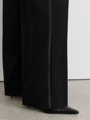 Reiss Black Dakota Wool-Blend Wide-Leg Tuxedo Trousers - Image 5 of 7