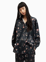 AllSaints Black Louisa Tanana Shirt - Image 1 of 7