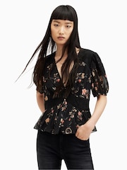 AllSaints Black Dinah Tanana Top - Image 1 of 6