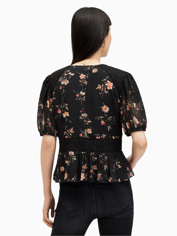 AllSaints Black Dinah Tanana Top - Image 2 of 6
