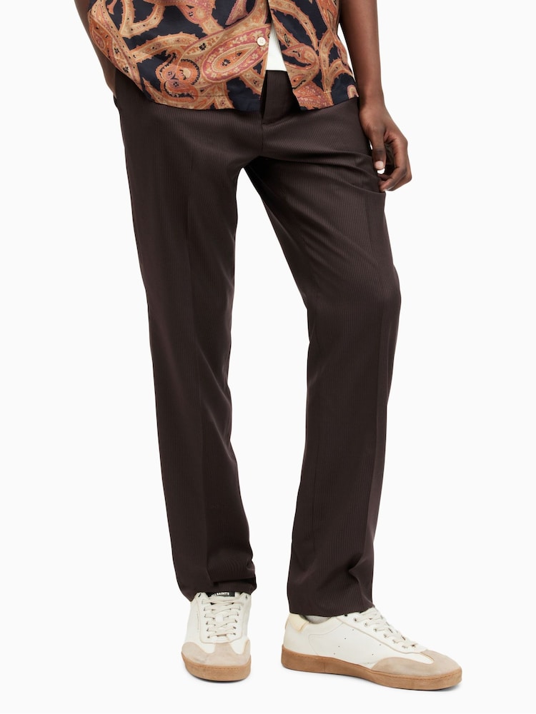 AllSaints Brown Thorpe Regular Fit Trousers - Image 1 of 6